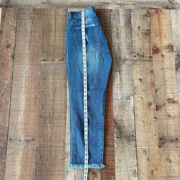 FCM jeans womens distressed skinny denim jeans in medium wash blue - Picture 9 of 10